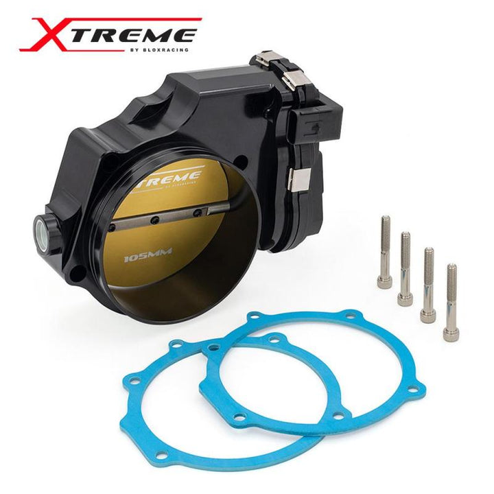 BLOX Racing 2015+ Dodge Hellcat / Jeep Trackhawk 6.2L 105mm Electronic Billet Throttle Body - Black - Bull Strap