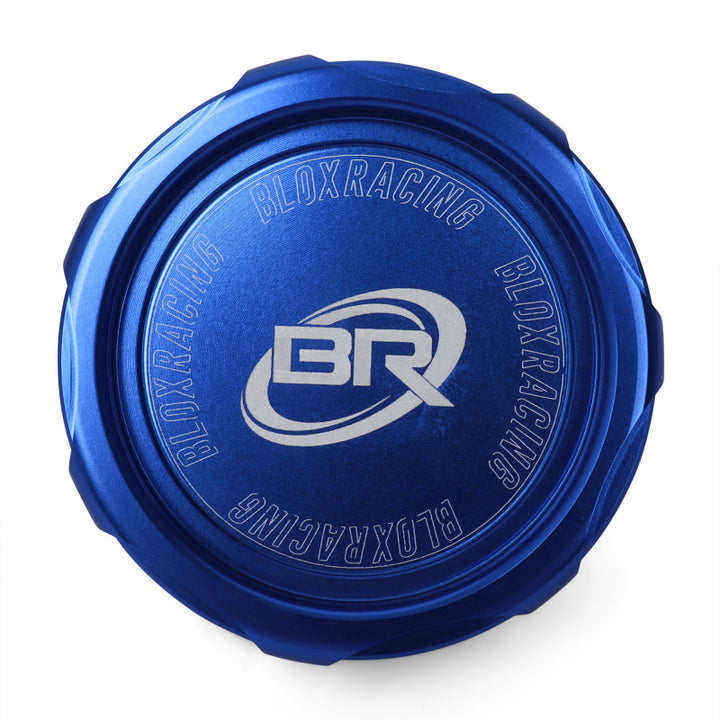 BLOX Racing Billet Honda Oil Cap - Blue - Bull Strap