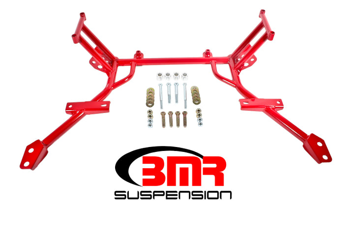 BMR 05-10 S197 Mustang K-Member w/ No Motor Mounts and STD. Rack Mounts - Red - Bull Strap
