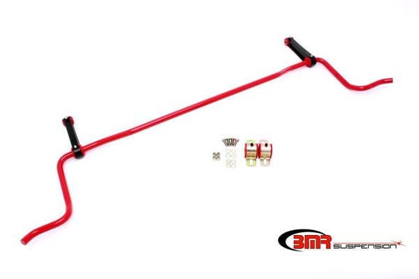 BMR 05-10 S197 Mustang Rear Solid 22mm Sway Bar Kit w/ Bushings & Billet Links - Red - Bull Strap