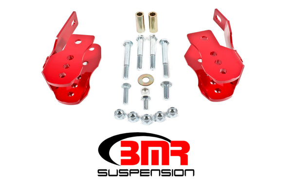 BMR 05-14 S197 Mustang Bolt-On Control Arm Relocation Brackets - Red - Bull Strap