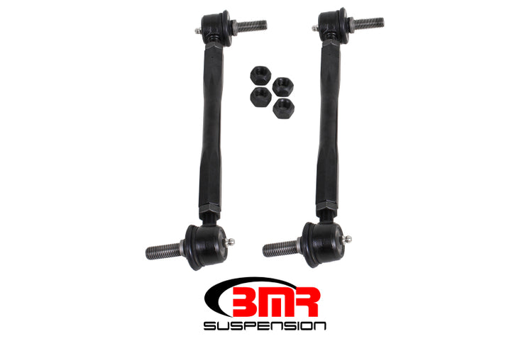 BMR 05-14 S197 Mustang Front Sway Bar End Link Kit - Black - Bull Strap