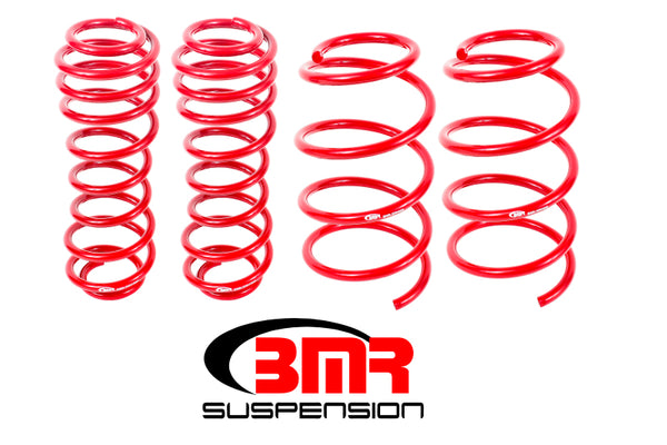 BMR 05-14 S197 Mustang GT Drag Version Lowering Springs (Set Of 4) - Red - Bull Strap