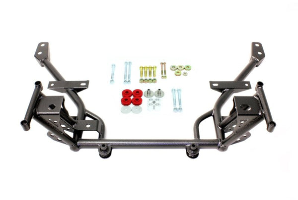 BMR 05-14 S197 Mustang K-Member w/ STD. Motor Mounts and STD. Rack Mounts - Black Hammertone - Bull Strap