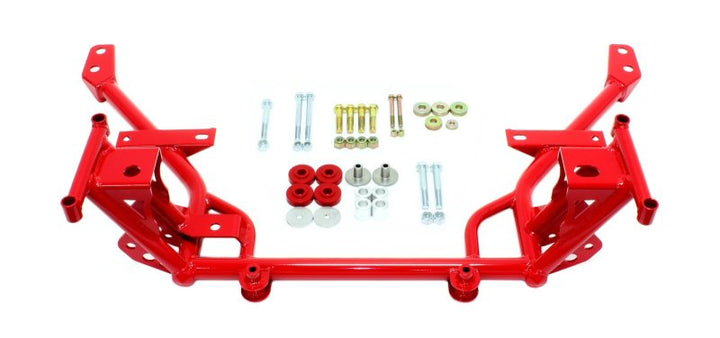 BMR 05-14 S197 Mustang K-Member w/ STD. Motor Mounts and STD. Rack Mounts - Red - Bull Strap