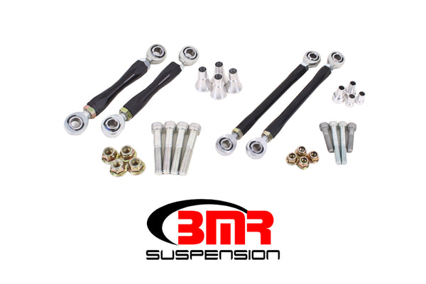 BMR 08-17 Challenger Front and Rear Sway Bar End Link Kit - Black - Bull Strap