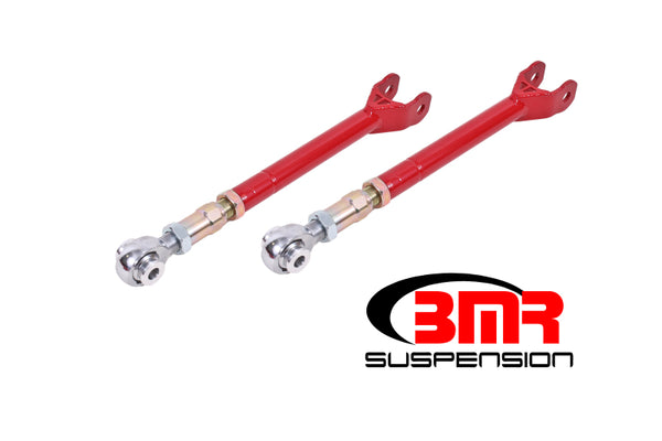 BMR 08-17 Challenger Lower Trailing Arms w/ On-Car Adj. Rod Ends - Red - Bull Strap