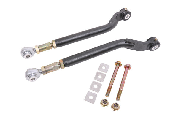 BMR 08-17 Challenger Rear On-Car Adj. Toe Rods Delrin/Rod End Combo - Black Hammertone - Bull Strap
