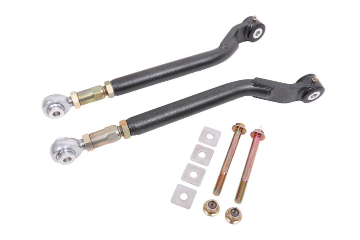 BMR 08-17 Challenger Rear On-Car Adj. Toe Rods Delrin/Rod End Combo - Black Hammertone - Bull Strap