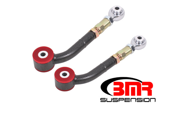 BMR 08-17 Challenger Upper Trailing Arms w/ On-Car Adj. Poly/Rod Ends - Black Hammertone - Bull Strap