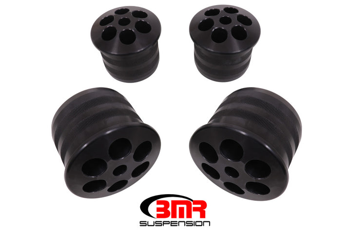 BMR 08-18 Dodge Challenger Aluminum Rear Cradle Bushings Kit - Black Anodized - Bull Strap