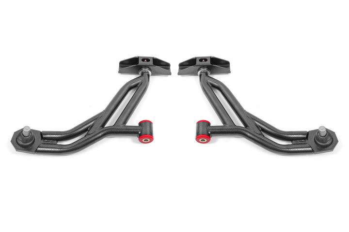 BMR 10-14 Ford Mustang / Shelby GT500 Non-Adj. Lower A-Arms (Poly/Delrin) - Black Hammertone - Bull Strap