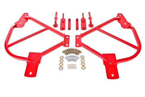 BMR 10-15 5th Gen Camaro Bolt-On Subframe Connectors - Red - Bull Strap
