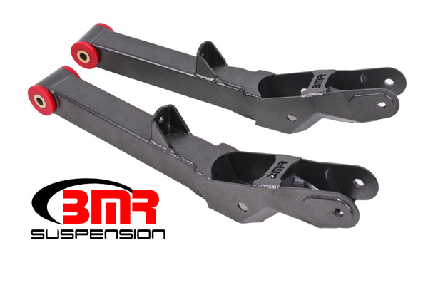 BMR 10-15 5th Gen Camaro Rear Lower Control Arms Non-Adj. (Polyurethane) - Black Hammertone - Bull Strap