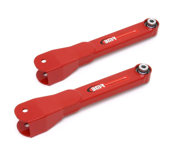 BMR 10-15 5th Gen Camaro Rear Non-Adj. Trailing Arms w/ Spherical Bearings - Red - Bull Strap