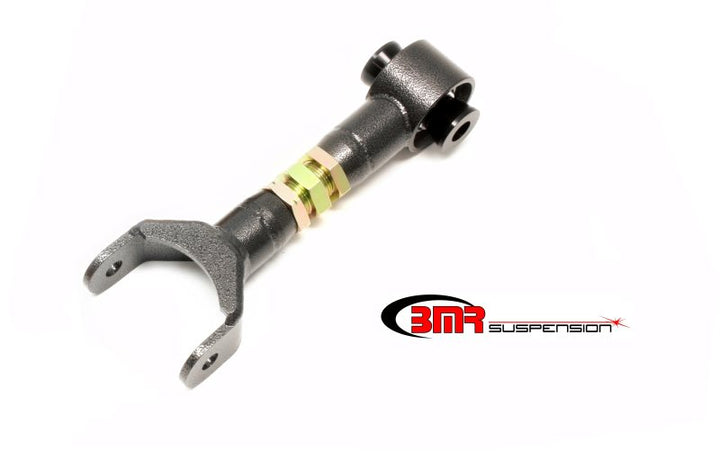 BMR 11-14 S197 Mustang Upper Control Arm On-Car Adj. w/ Spherical Bearings - Black Hammertone - Bull Strap