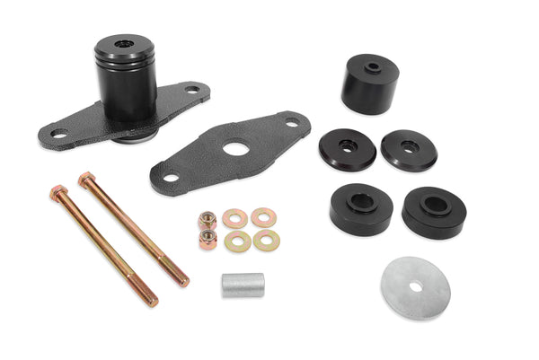 BMR 11-18 Dodge Challenger Motor Mount Solid Bushing Upgrade Kit - Black Anodized - Bull Strap