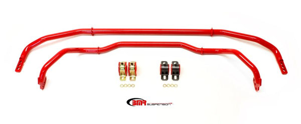 BMR 13-15 5th Gen Camaro Front & Rear Sway Bar Kit w/ Bushings - Red - Bull Strap