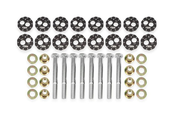 BMR 14-19 Chevrolet Corvette C7 Front & Rear Lower Control Arms Camber Bolt Kit - Black Anodized - Bull Strap