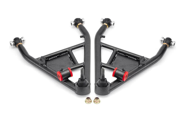 BMR 14-19 Chevrolet Corvette C7 Rear Lower Control Arms For 15in Conversion Kit - Black Hammertone - Bull Strap