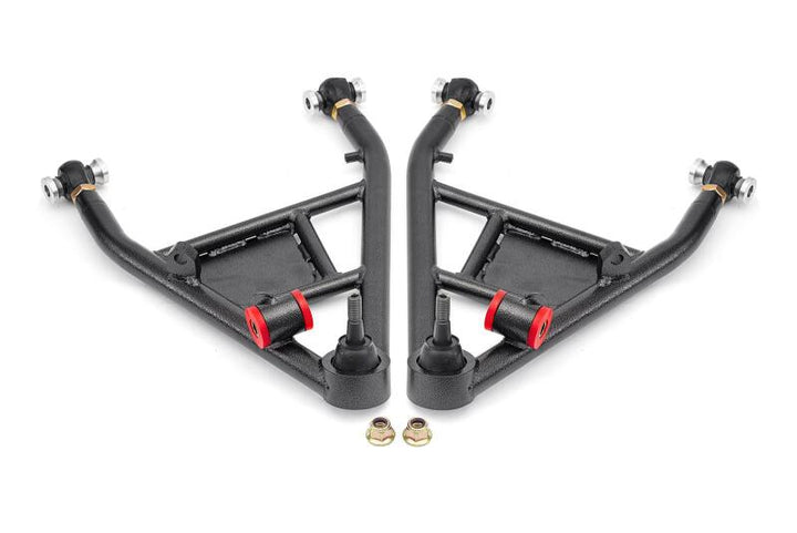 BMR 14-19 Chevrolet Corvette C7 Rear Lower Control Arms For 15in Conversion Kit - Black Hammertone - Bull Strap