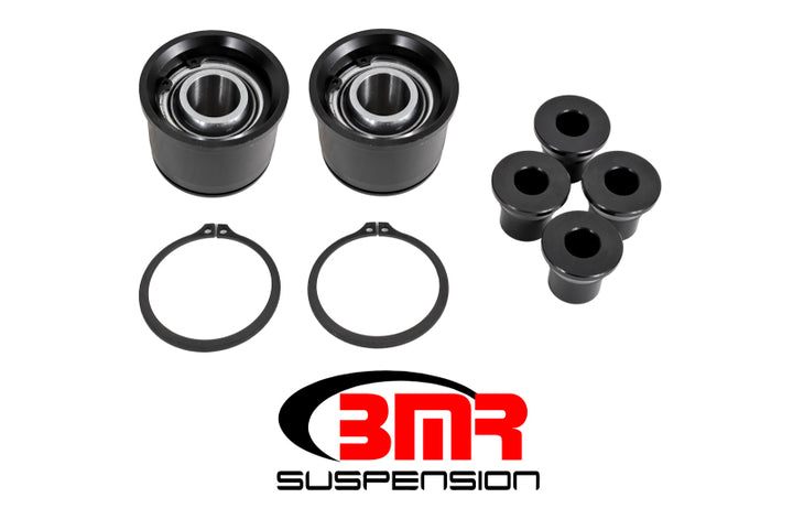 BMR 15-17 S550 Mustang Premium Rear Lower Control Arm Bearing Kit - Black - Bull Strap