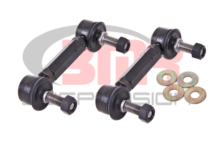 BMR 15-17 S550 Mustang Rear Sway Bar End Link Kit - Black - Bull Strap
