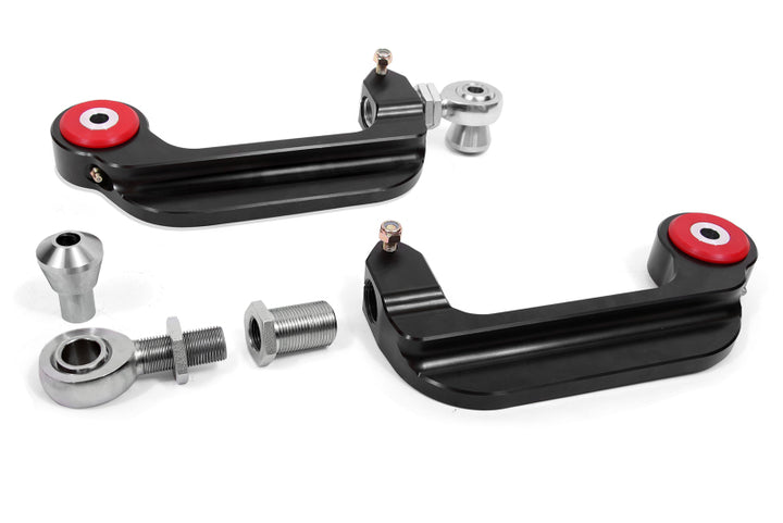 BMR 15-18 S550 Mustang Billet Aluminum Camber Links Adjustable (Poly/Rod ends) - Black Anodized - Bull Strap