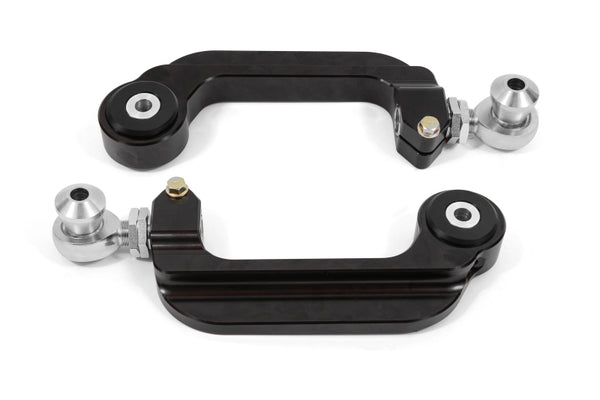 BMR 15-21 S550 Mustang Billet Aluminum Camber Links Adjustable (Delrin/Rod ends) - Black Anodized - Bull Strap