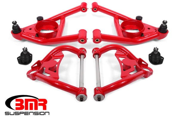 BMR 64-72 A-Body Upper And Lower A-Arm Kit - Red - Bull Strap
