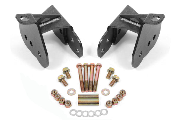 BMR 64-72 Chevy Chevelle Rear Control Arm Relocation Brackets - Black Hammertone - Bull Strap