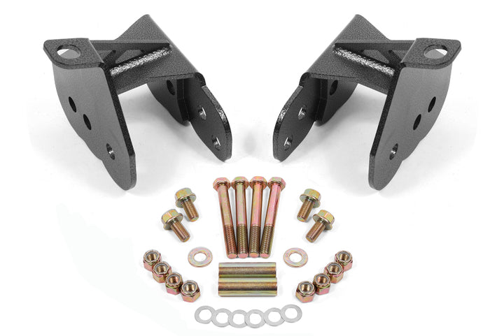 BMR 64-72 Chevy Chevelle Rear Control Arm Relocation Brackets - Black Hammertone - Bull Strap