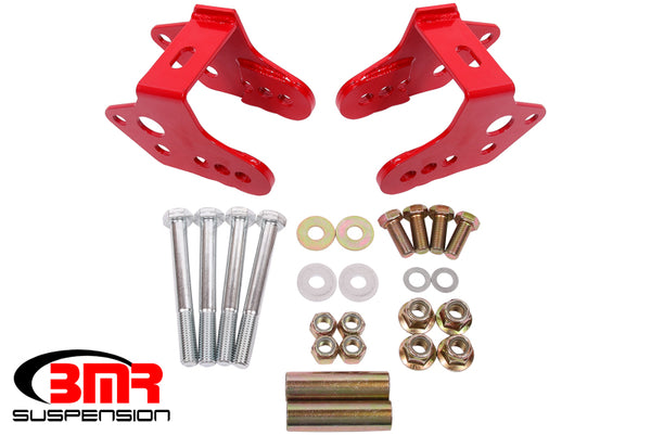 BMR 79-04 Ford Mustang Control Arm Relocation Bracket - Red - Bull Strap