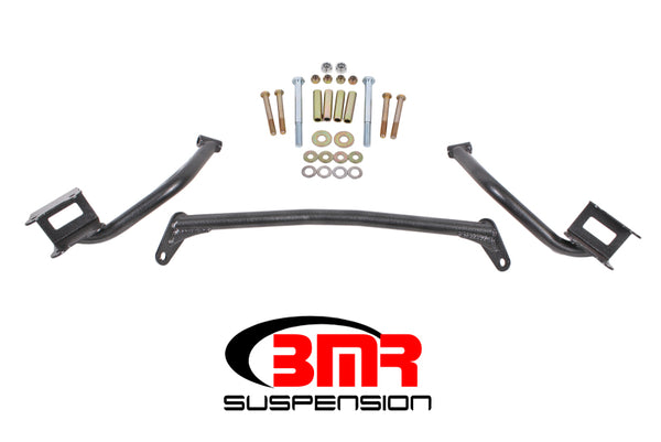 BMR 79-04 Fox Mustang Tubular Style Upper Torque Box Reinforcement Plates - Black Hammertone - Bull Strap