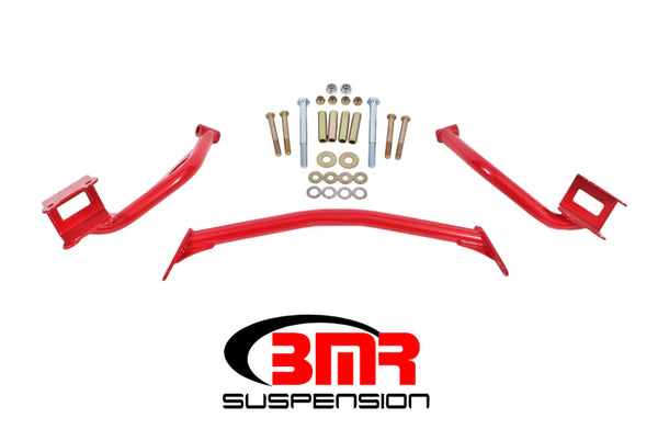 BMR 79-04 Fox Mustang Tubular Style Upper Torque Box Reinforcement Plates - Red - Bull Strap