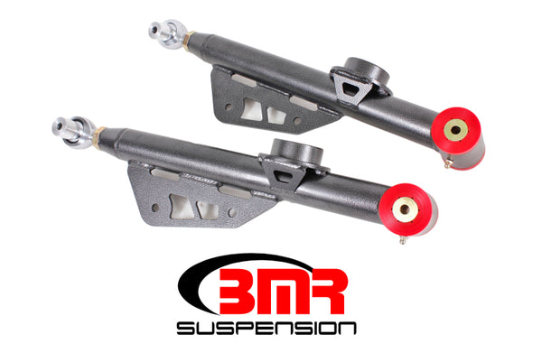 BMR 79-98 Fox Mustang Single Adj. Lower Control Arms / Rod End (Polyurethane) - Black Hammertone - Bull Strap