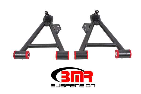 BMR 94-04 Mustang Lower Non-Adj. A-Arms (Coilover Only) w/ STD. Ball Joint (Poly) - Black Hammertone - Bull Strap