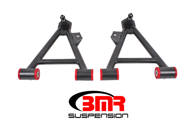 BMR 94-04 Mustang Lower Non-Adj. A-Arms (Coilover Only) w/ STD. Ball Joint (Poly) - Black Hammertone - Bull Strap