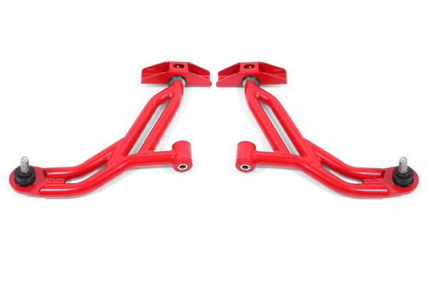 BMR Suspension 05-14 Ford Mustang Lower A-Arms - Red - Non-Adjustable - Bull Strap