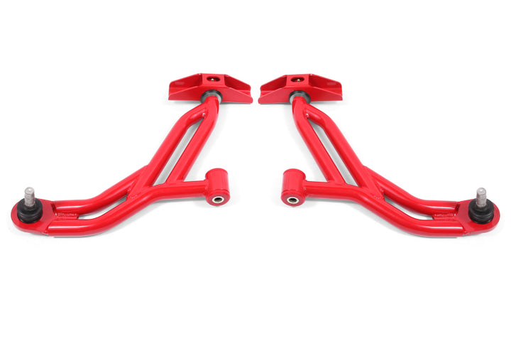 BMR Suspension 05-14 Ford Mustang Lower A-Arms - Red - Non-Adjustable - Bull Strap