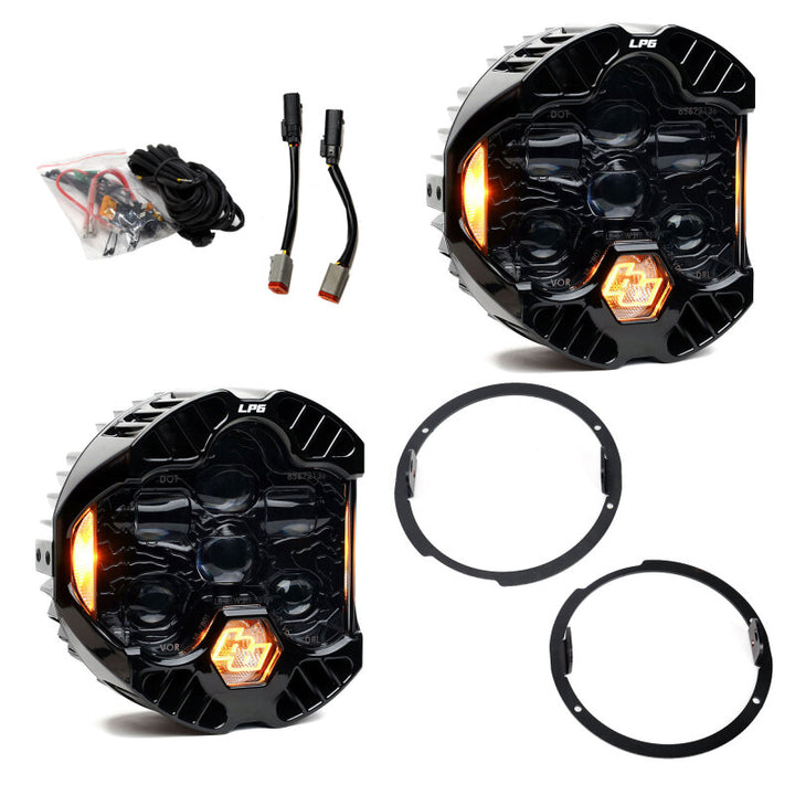 Baja Designs 07-18 Jeep Wrangler JK DOT LP6 LED Headlight Kit (For LED Headlights)- Amber - Bull Strap