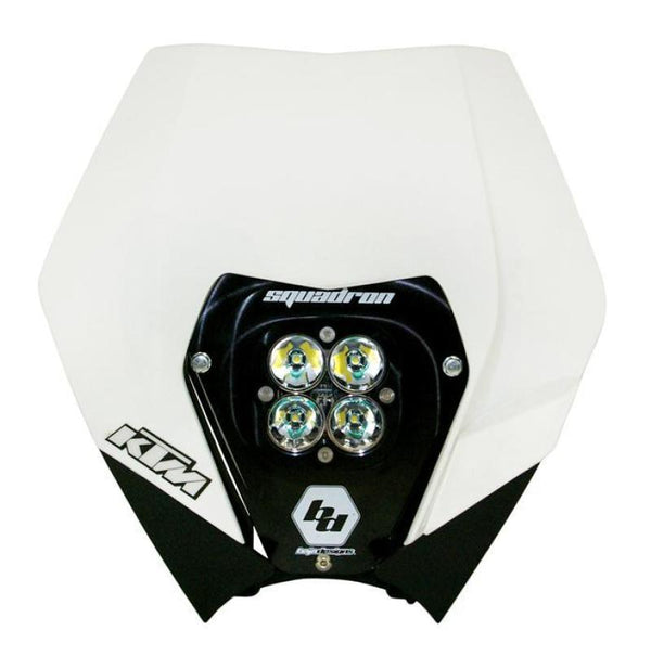 Baja Designs 08-13 KTM Headlight Kit DC w/ Headlight Shell White Squadron Sport - Bull Strap