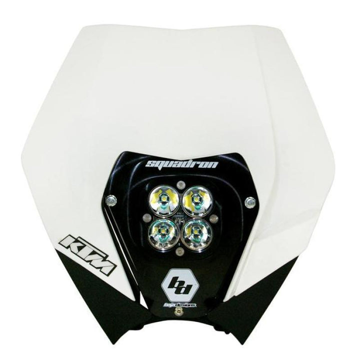 Baja Designs 08-13 KTM Headlight Kit DC w/ Headlight Shell White Squadron Sport - Bull Strap