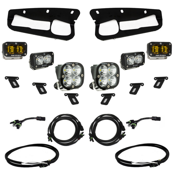 Baja Designs 21-22 Ford Bronco w/Steel Bumper S2 SAE Pro Fog Pocket Light Kit w/Upfitter - Amber - Bull Strap