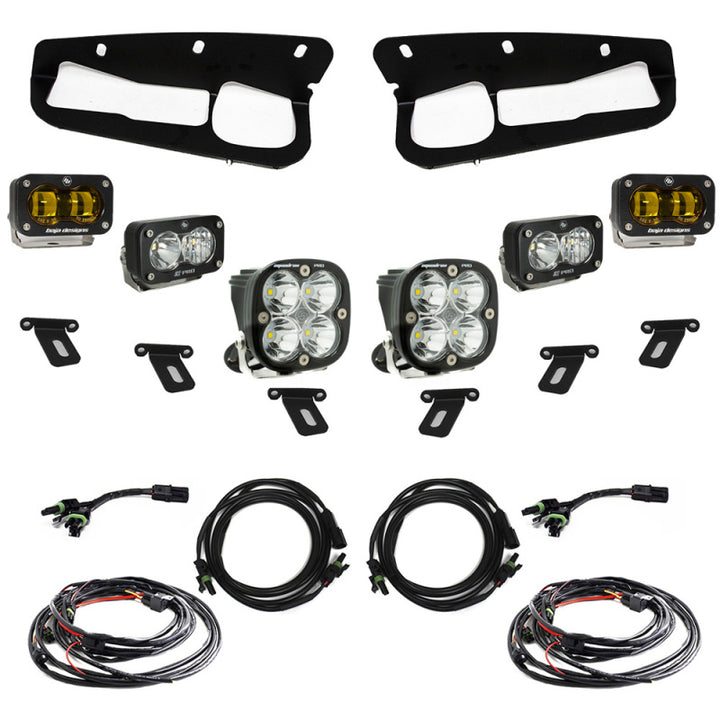 Baja Designs 21-22 Ford Bronco w/Steel Bumper S2 SAE Pro Fog Pocket Light Kit w/Upfitter - Amber - Bull Strap