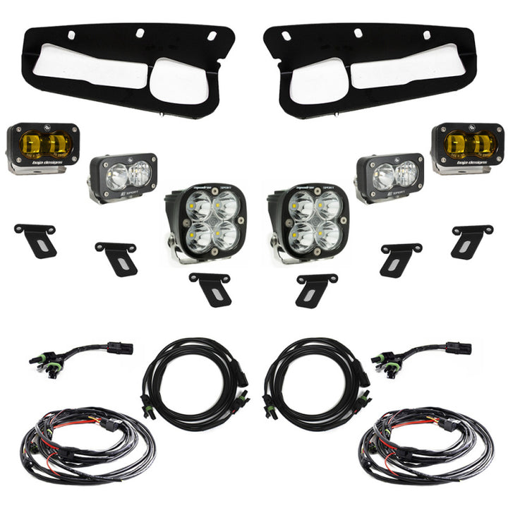 Baja Designs 21-22 Ford Bronco w/Steel Bumper S2 SAE Sportsmen Fog Pocket Light Kit - Amber - Bull Strap