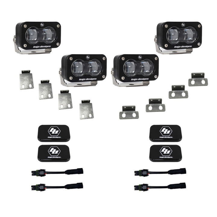 Baja Designs 21-22 Ford F-150 Raptor S2 SAE Dual Fog Pocket Light Kit - Clear - Bull Strap
