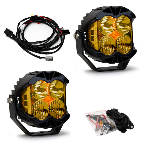 Baja Designs LP4 Pro Driving/Combo LED - Amber (Pair) - Bull Strap
