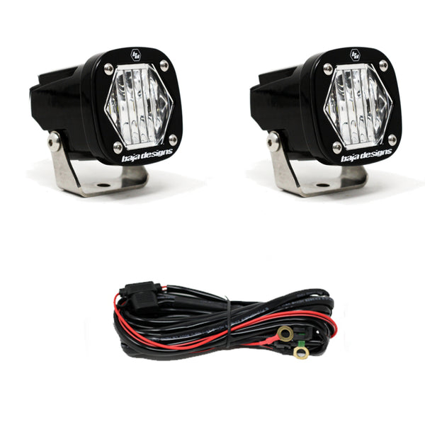 Baja Designs S1 Wide Cornering LED Light w/ Mounting Bracket Pair - Bull Strap