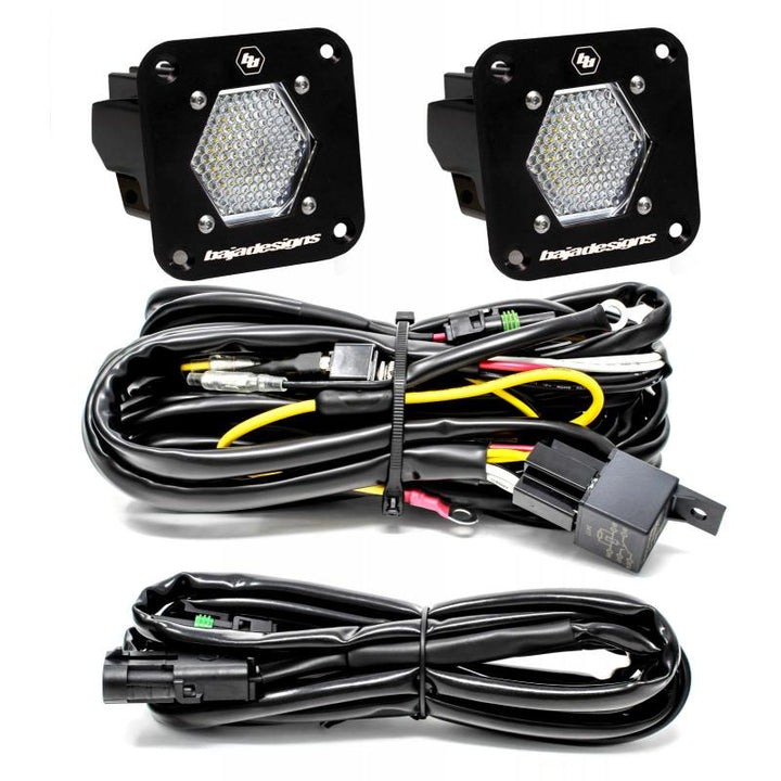 Baja Designs S1 Work/Scene LED Light Backup Kit w/ Mounting Bracket Pair - Bull Strap